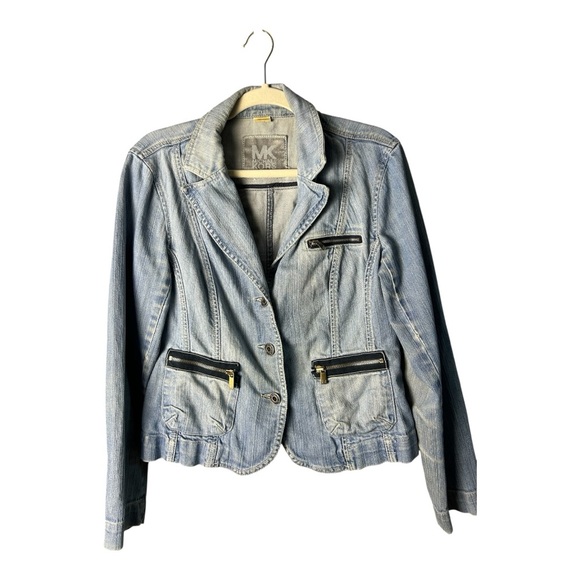 Michael Kors Blue Jean Jacket Classic Blazer Style - Picture 5 of 5